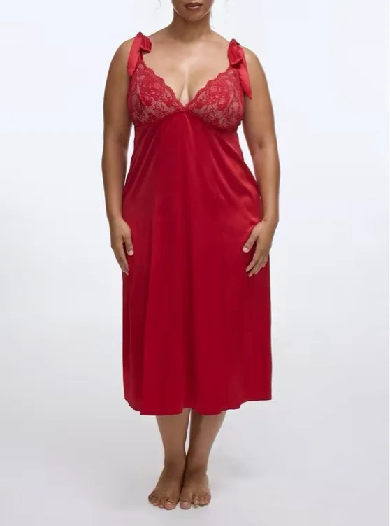 Red satin slip