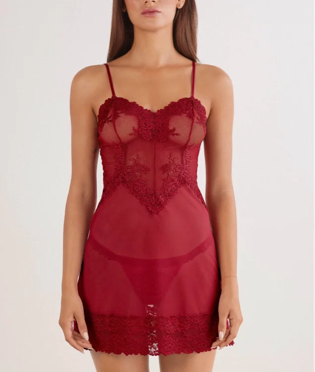 Red lace slip