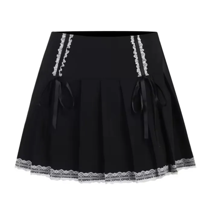 FICHOR Mall Goth Gothic Lace Ruffle Mini Skirts Womens Harajuku Fairy Grunge Pink Plaid Pleated Skirt Japanese Streetwear - AliExpress 200000345