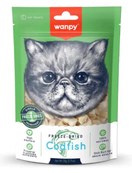 Wampy cat treat freeze dried codfish 20g