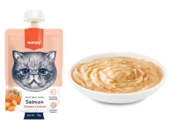 wampy cat treat - salmon, chicken and carrot 90g for Tomy