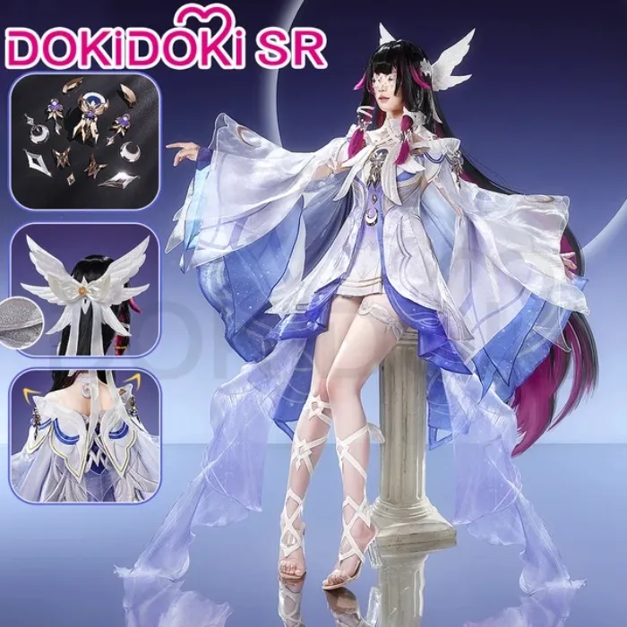 Genshin Impact Columbina Cosplay + Wig + Shoes + Accessories 
