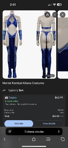 Mortal Kombat Kitana Costume Accessories Outfit Halloween Carnival Suit Cosplay Costume | Female / Costume+ Wig+ Fan*2 / L