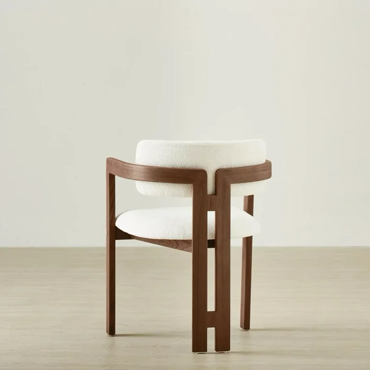 Desmond Chantilly White Fabric Dining Chair - Dark Brown Ash Legs