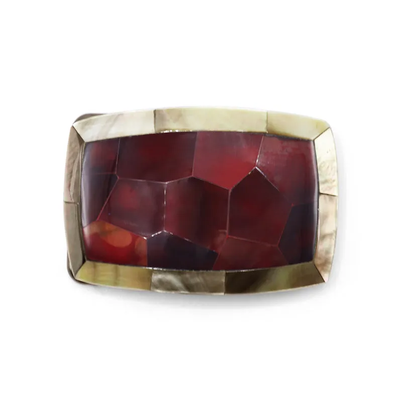 Shell inlay belt buckke