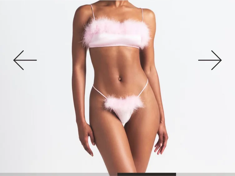 FEATHER TRIM BUTTERFLY THONG