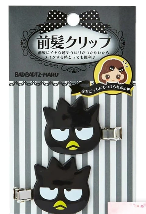 SanrioOriginal Hair Clips (Japan Import) - Includes Cherry Blossom Message Card (Bad Badtz-Maru (Horizontal)) : Amazon.com.au: Beauty