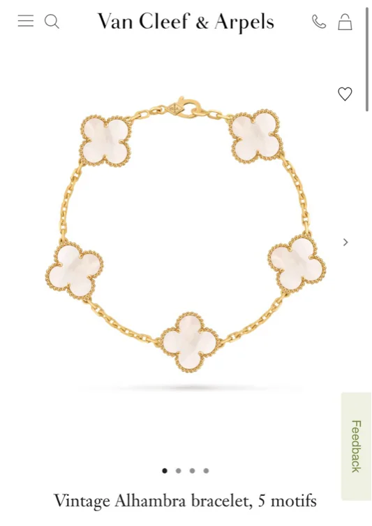 Vintage Alhambra bracelet, 5 motifs 18K yellow gold, Mother-of-pearl - Van Cleef & Arpels