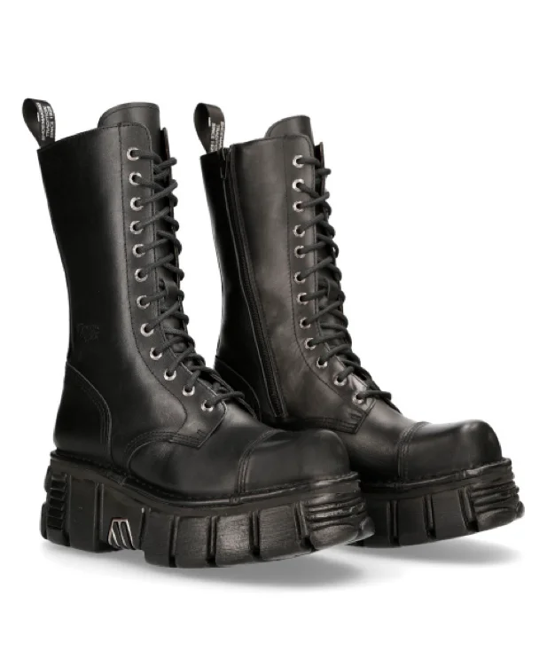BOOT BLACK TOWER WITH LACES M-MILI211-C14