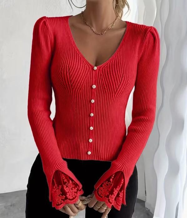 Red Elegant Cardigan