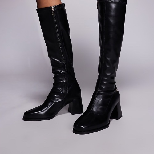 Simmi London Cole block heeled knee boots in black