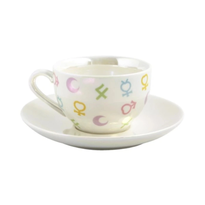 Sailor Moon Teacup with Saucer Set Iridescent Guardian Symbols Allover Print Cup