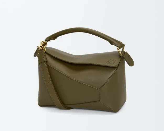 LOEWE Puzzle Bag - Dark Khaki/Gold