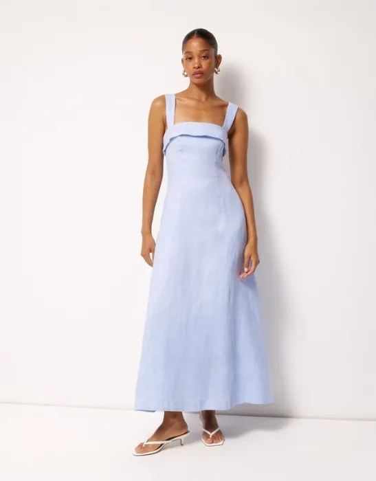 Blue linen dress