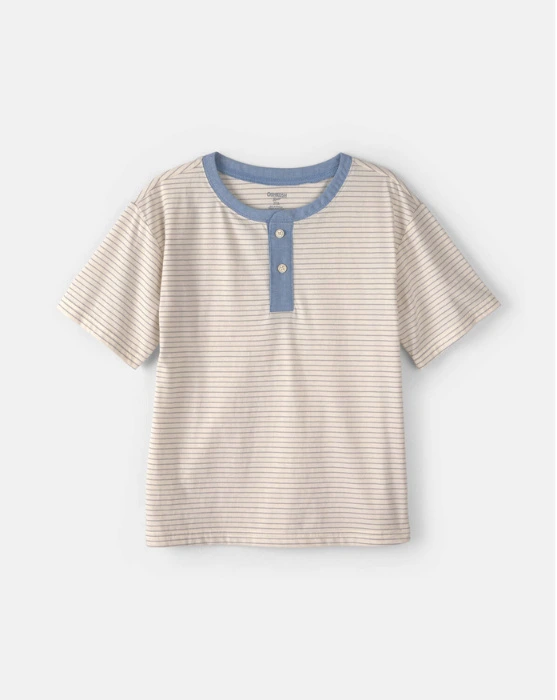 Creamy Stripe Henley Tee