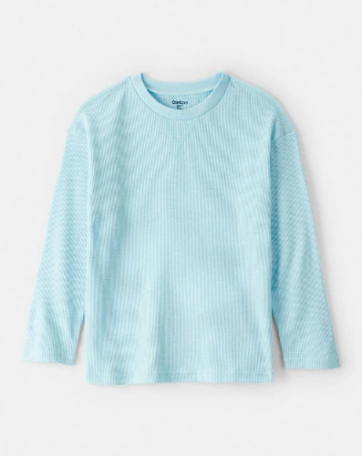 Waffle long sleeve teal tee