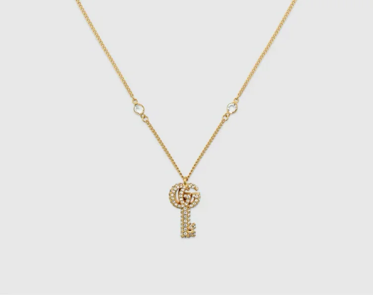GG Marmont key crystal necklace
