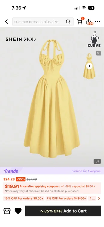 Yellow Milk Maid SHEIN Dress