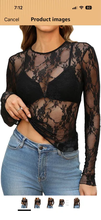 Black lace mesh top 