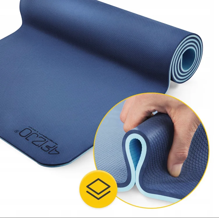 MATA DO ĆWICZEŃ JOGA FITNESS DWUSTRONNA ANTYPOŚLIZGOWA MIĘKKA UCHWYT 6MM