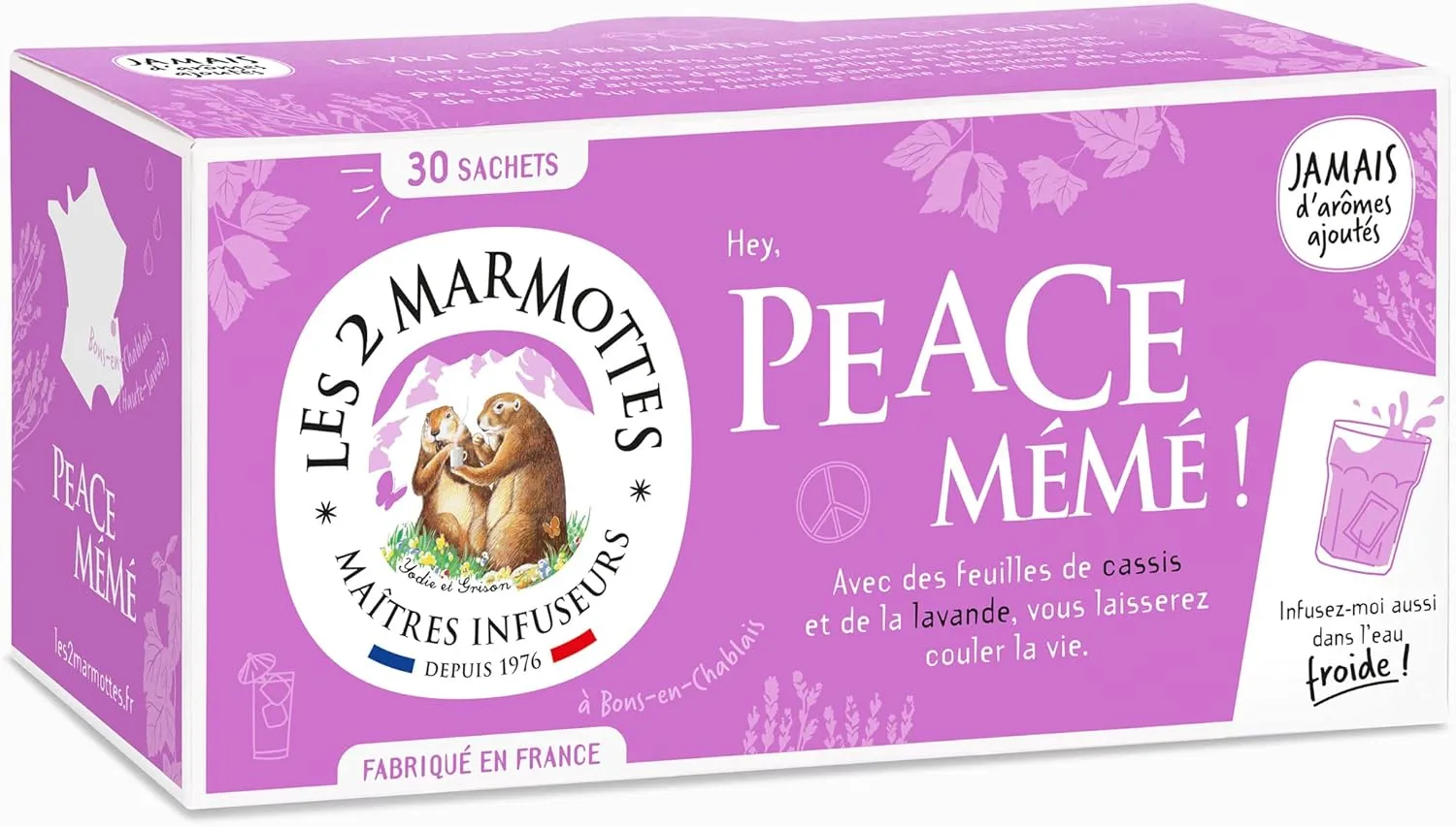 Les 2 Marmottes - Infusion Peace Mémé 30 sachets - Black currant leaf and lavender
