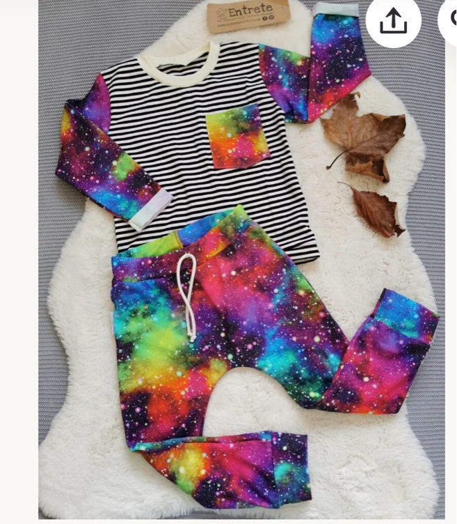 Kids Galaxy outfit for lucid - Monochrome striped and vibrant Speckled Galaxy