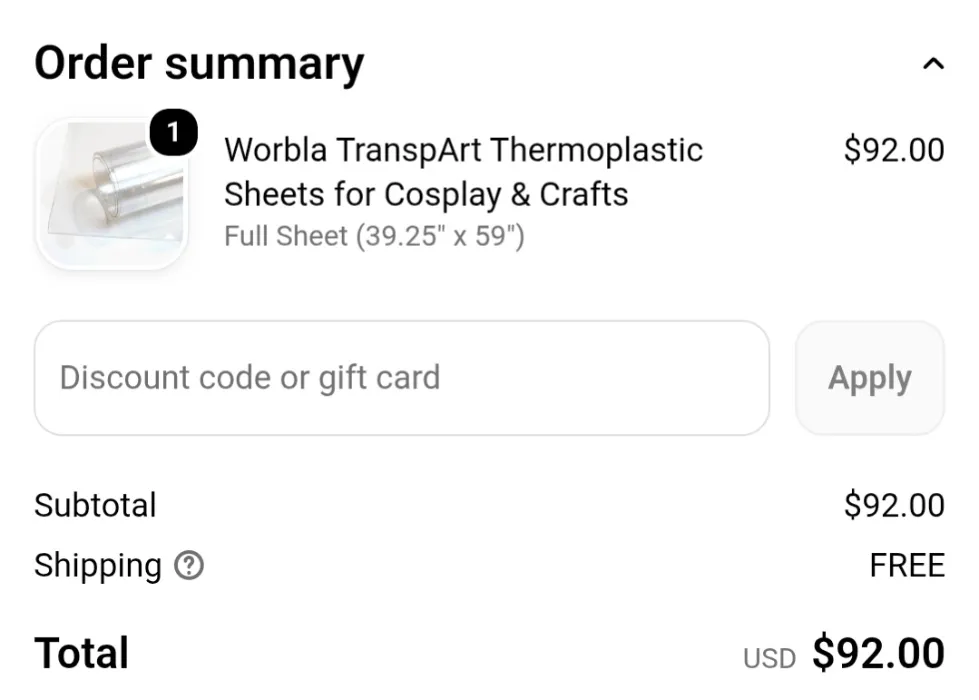 Worbla Clear Thermoplastic