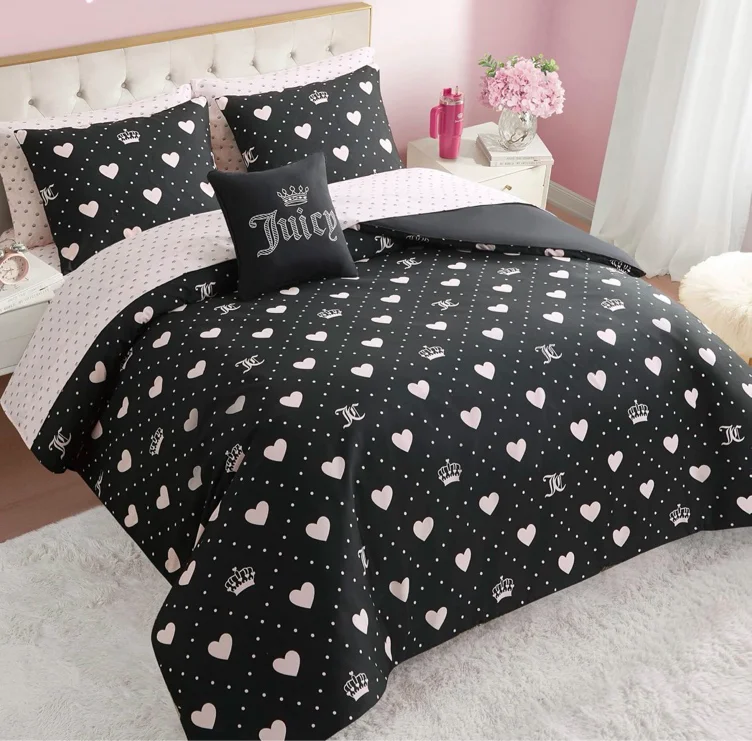 Juicy couture 8-piece queen bed set diamond/heart