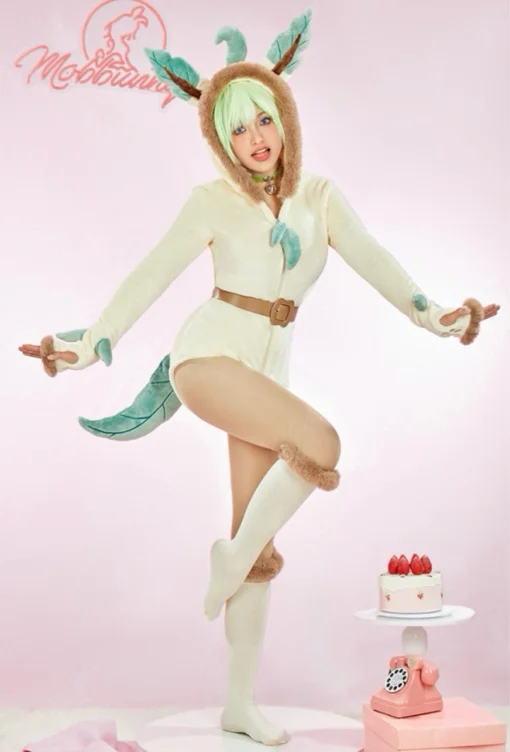 PM Derivative Sexy Cosplay Costume Cute Plush Homewear Hooded Bodysuit with Backpack and Belt