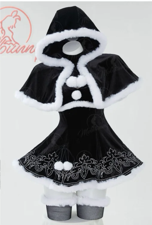 2B Derivative Sexy Lingerie Costume Christmas Furry Dress with Cape and Gloves