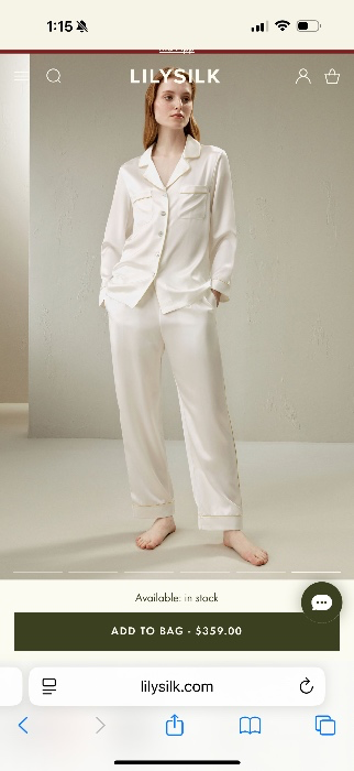 Silk Pajamas Set Size Small