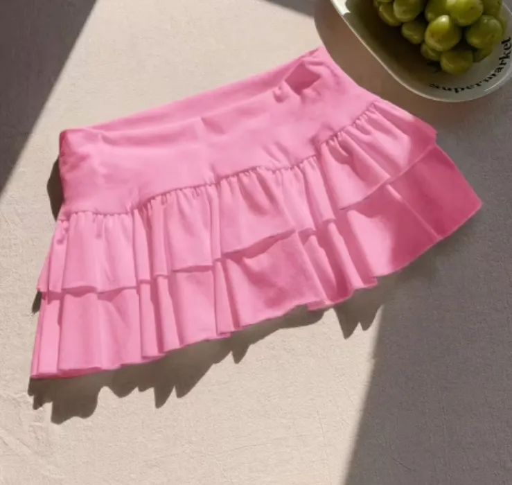Pleated Skirt | Fairycore Style Women's Layered Short Skirt, Slim Fit