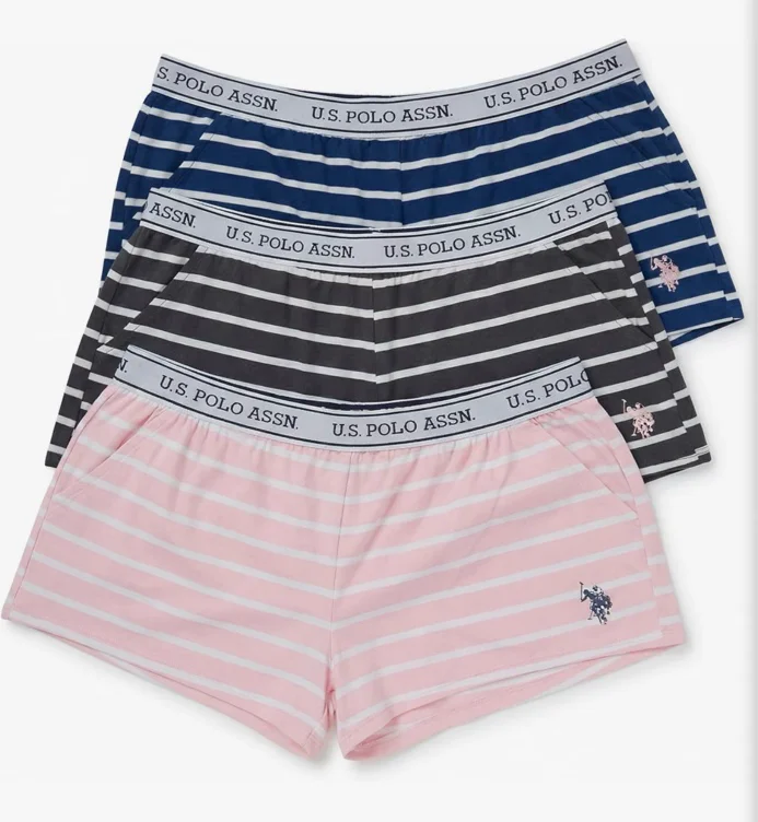 U.S. POLO ASSN. Womens Pajama Shorts with Pockets | Elastic Waist Sleep Shorts for Women, Lounge Short - XX-Large - 3 Pack Rose Heather