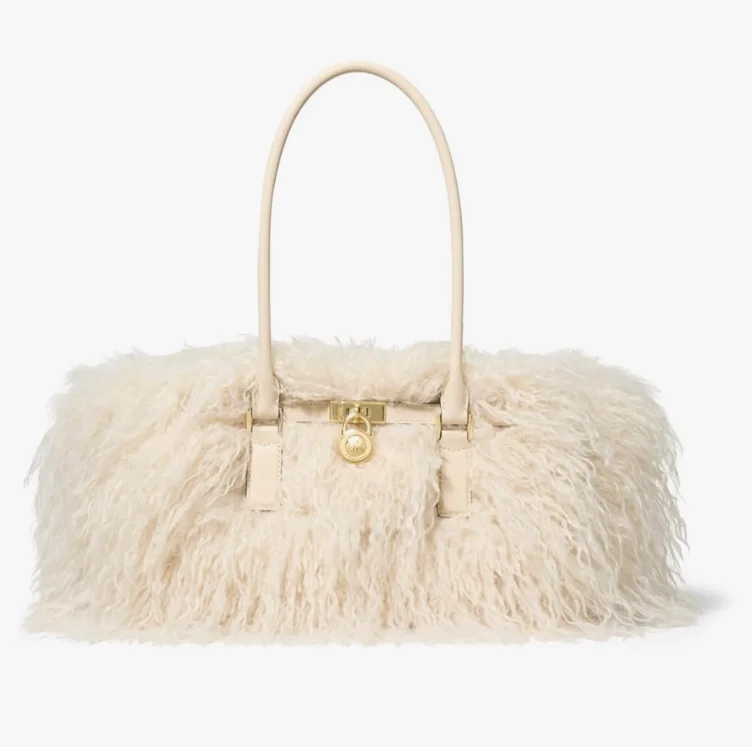 Michael Kors womens Hamilton Moderne Small Shoulder Tote - One Size - Antique Gold-tone Hardware/Fringe Suede/Black