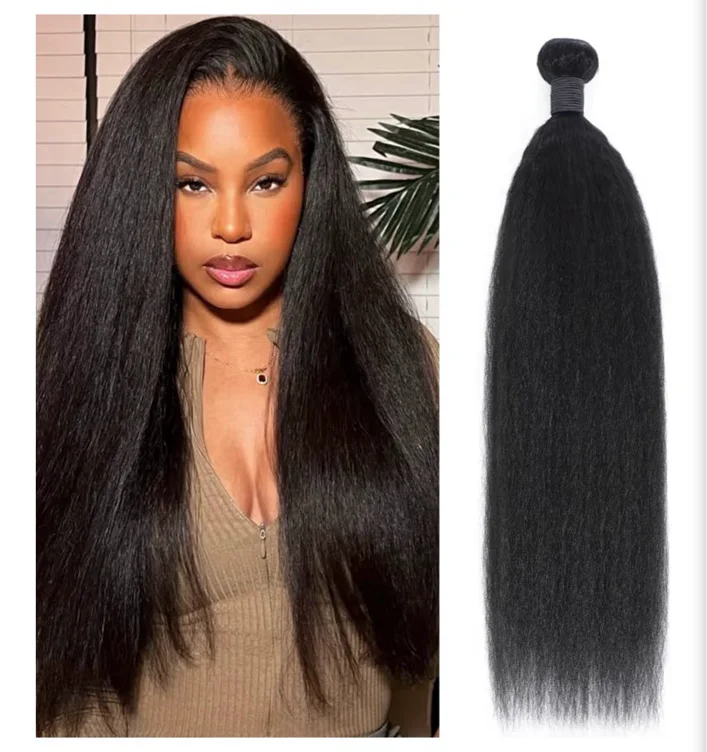 Kinky Straight Bundles Human Hair 28 Inch 12A Brazilian Yaki Straight 1 Bundles Deals Human Hair Brazilian 100% Unprocessed Virgin Remy Hair for Black Women Natural Black Hair Extensions