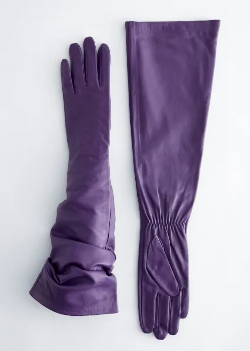 Stories purple leather gloves 