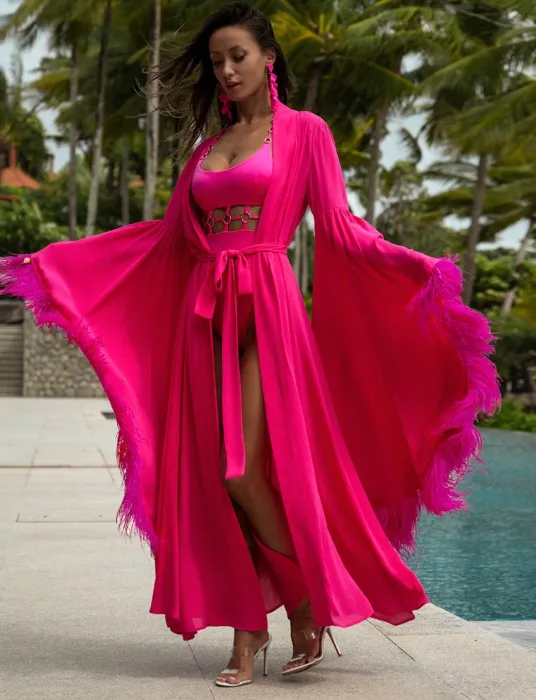 Melanie Waterfall Kimono Cypress Pink