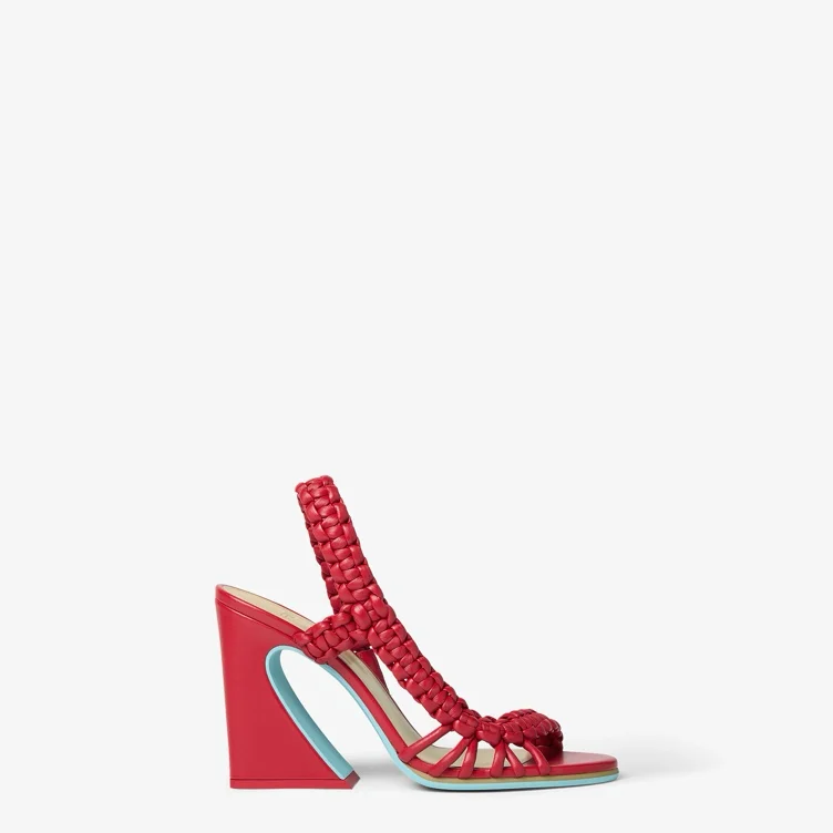 Fendi Arco Sandale mit hohem Absatz aus Leder in Rot