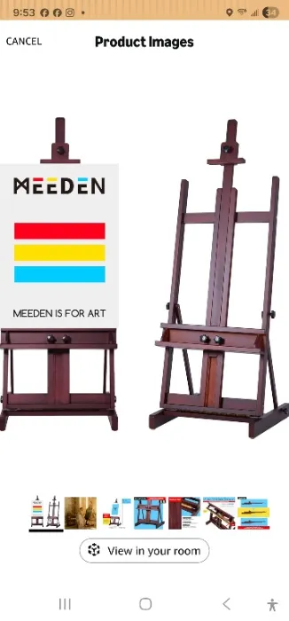 Large Art Easel for Painting: Solid Beech Wood H‑Frame Floor Easel | Adjustable 53"-91"H - Holds Canvas to 78" - With Storage Tray - Deep Walnut - for Artists & Adults