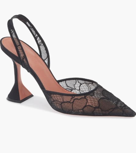 Amina Muaddi Lace Slingback Pump
