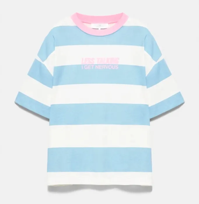 "Less talking I get nervous" T-shirt  graphic Oversize striped 