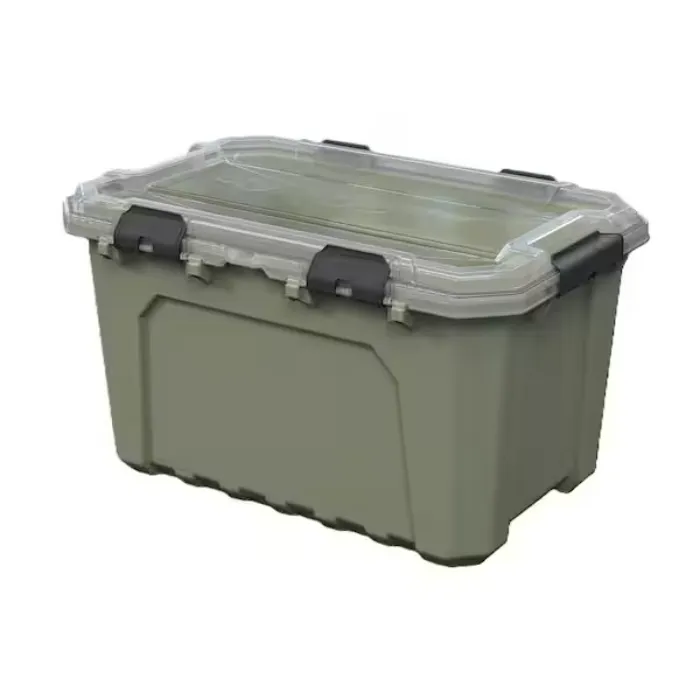 20 Gal. Professional Heavy Duty Waterproof Stackable Plastic Storage Container with Hinged Lid in Army Green