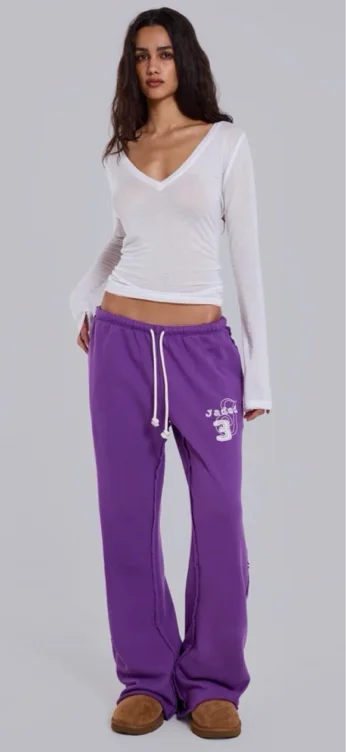 Cleo Slouchy Bootcut Jogger in Purple