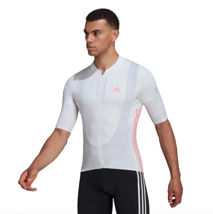 Adidas Men's The Short Sleeve Cycling Jersey, Color Options | X-Small / White/Acid Red