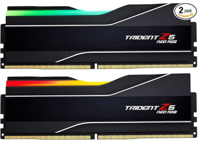 G.SKILL Trident Z5 Neo RGB Series DDR5 RAM (AMD Expo) 64GB (2x32GB) 6000MT/s CL30-40-40-96 1.40V Desktop Computer Memory U-DIMM - Matte Black (F5-6000J3040G32GX2-TZ5NR)