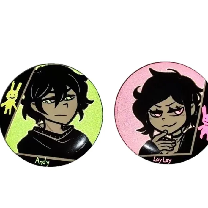 Andy and Lily's Coffin-Themed Reflective Badge Tinplate Pin Backpack Pendant Anime Merchandise
