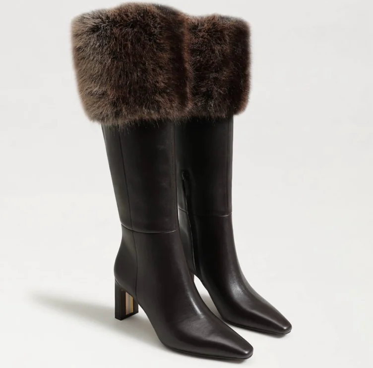 Sylvia Cozy Wide Calf Fur Cuff Knee High Boot