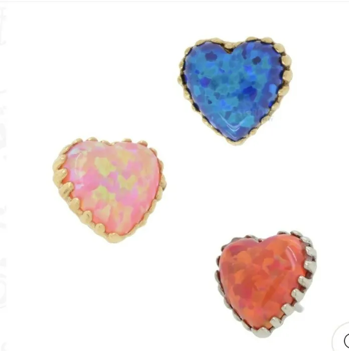 18k gold opal hearts for my cheek piercings!