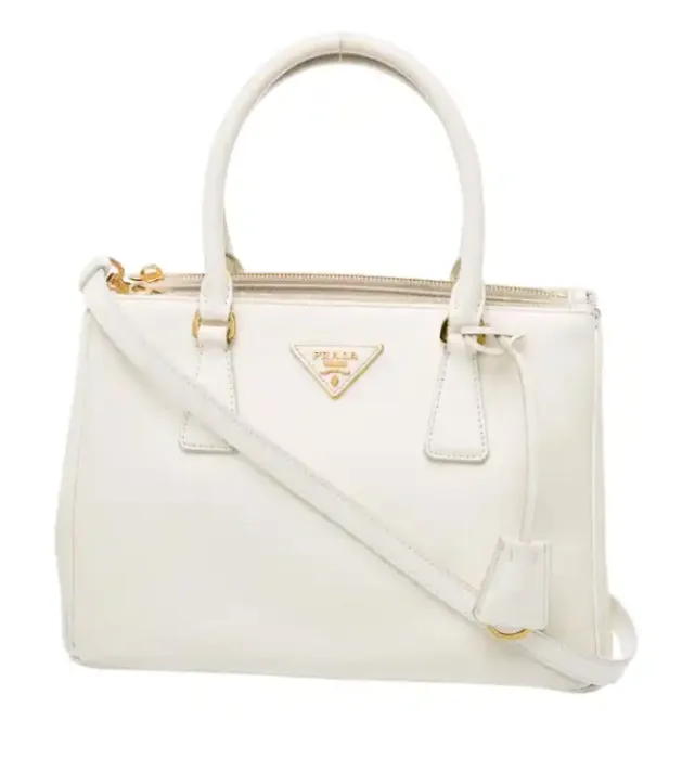 Prada Signature Galleria Double Zip Small - White