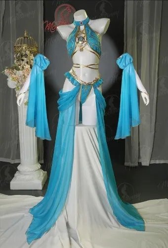 Princess Zelda Set Halter Top and with Thigh-High Socks and Gauze Skirt Cosplay Costume
